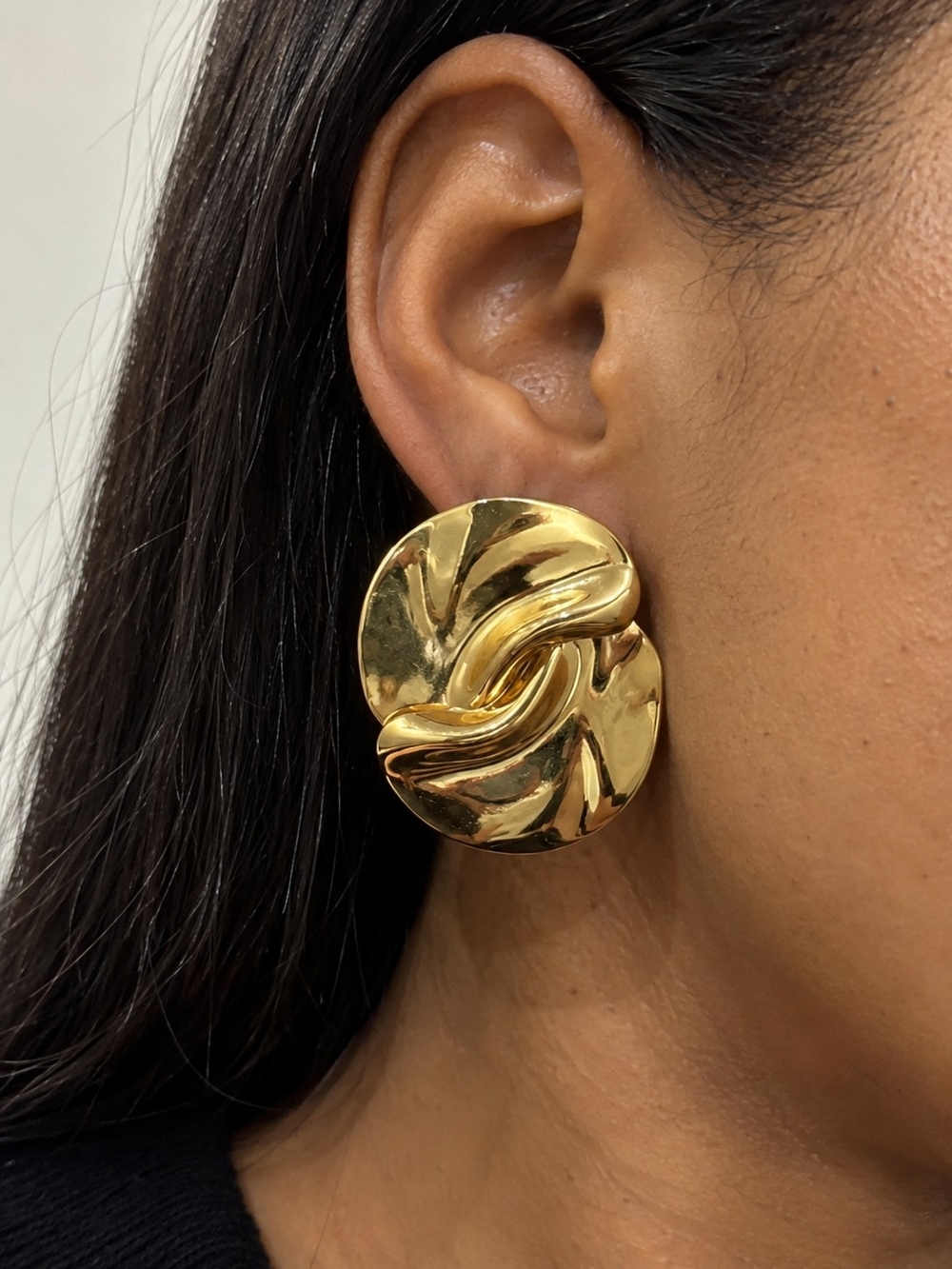 Gold-Tone Sculpted Statement Earrings - Women Jewelry